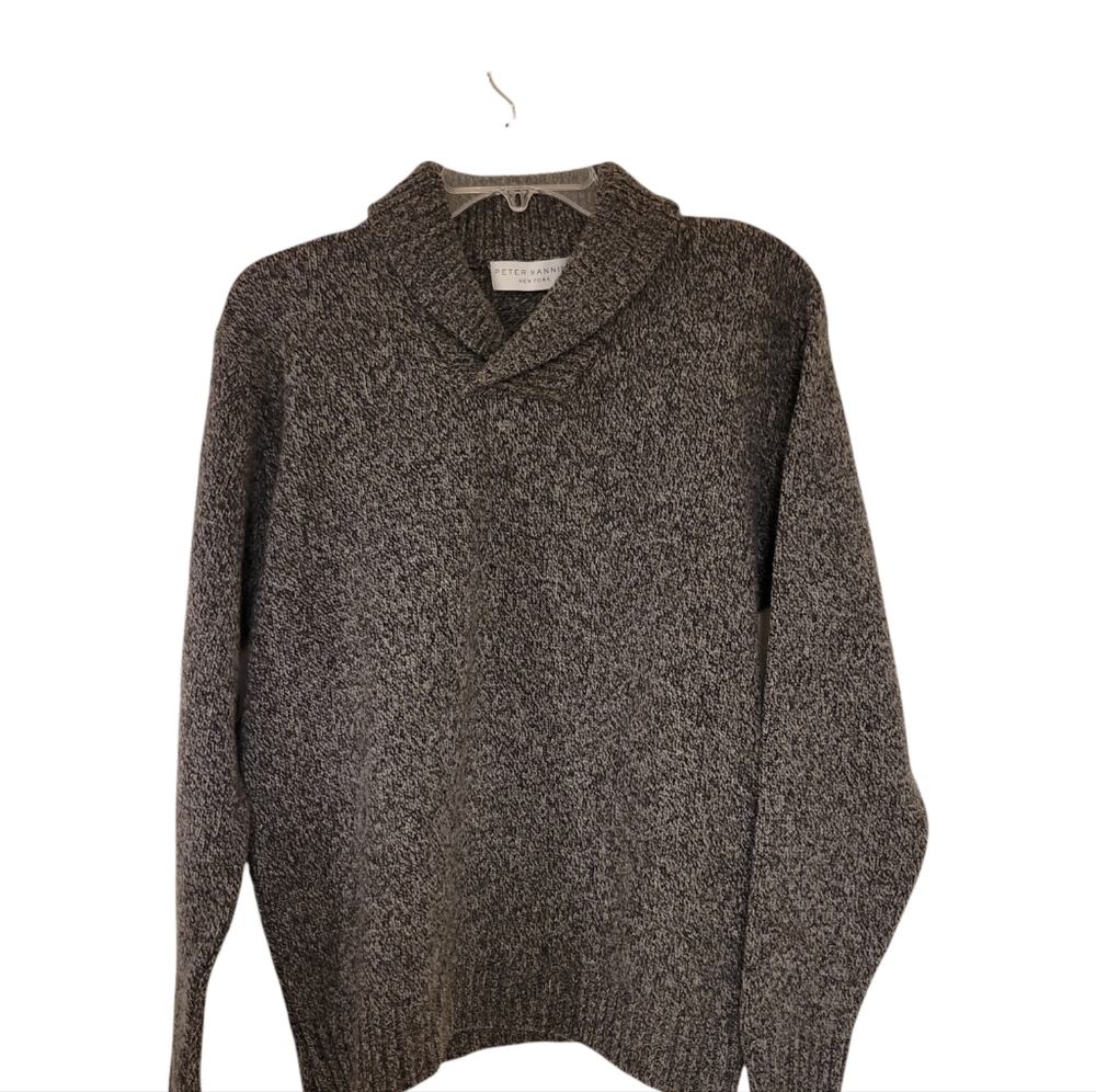 Peter Manning NYC Grey Men's Shawl Collar 100% Italian Merino Wool Sweater Sz 2x